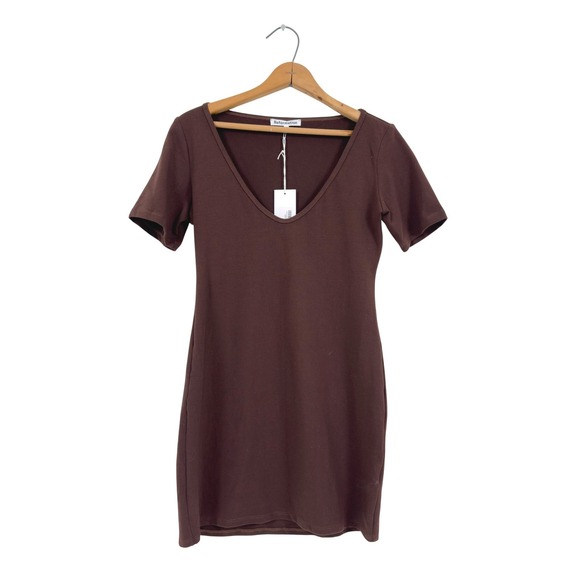 Reformation Dresses & Skirts - Reformation Aubriella Knit Dress Cafe V-neck Body con Organic Cotton  - Large